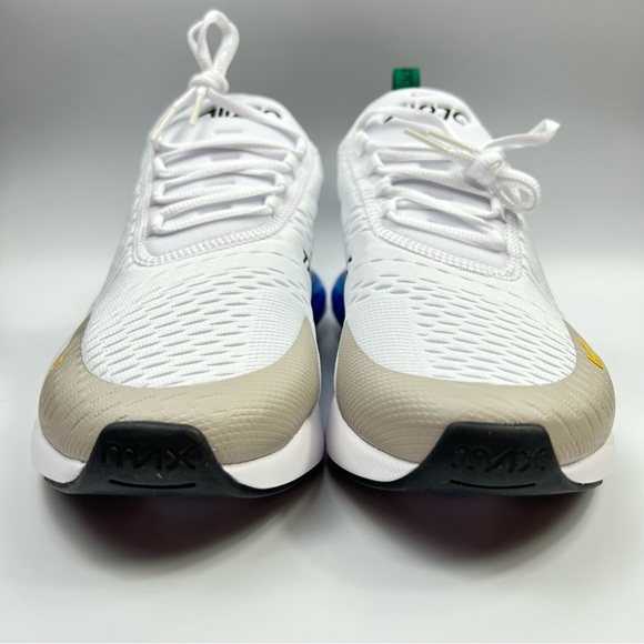 Men's Nike Air Max 270 White Blue Red Running Shoes - Picture 5 of 8